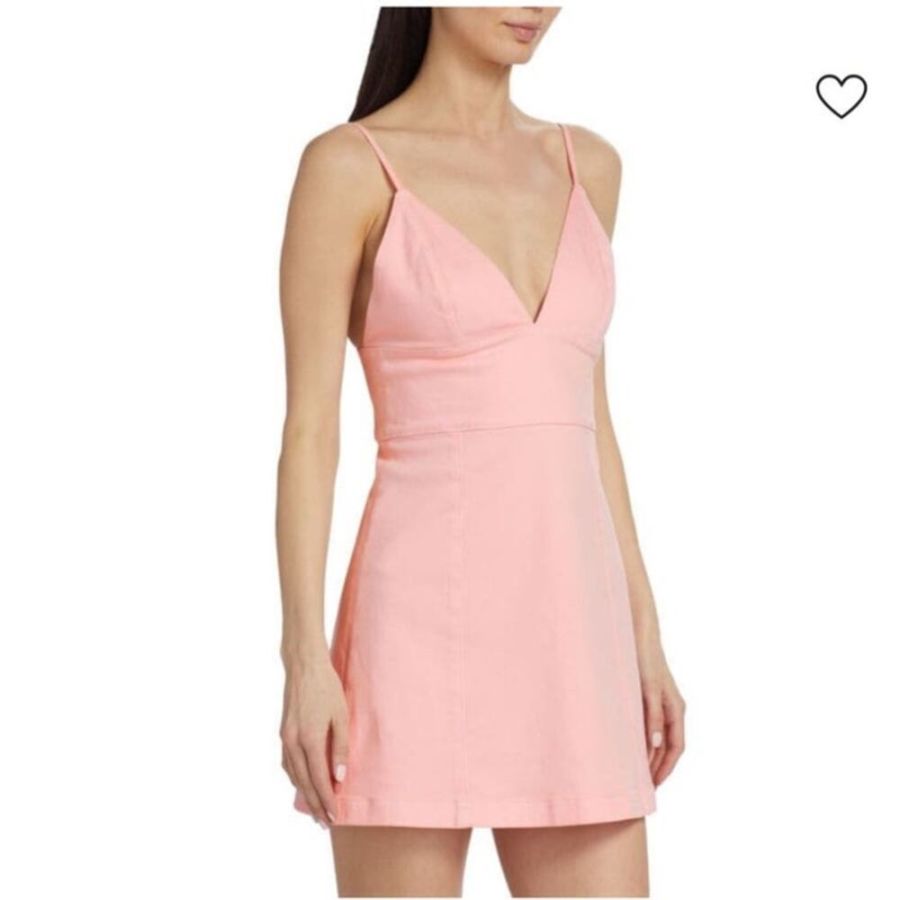 Alice and Olivia Carli mini pink denim summer vacation dress size 4